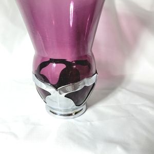 Farber Bros Amethyst Glass Vase with Metal Base